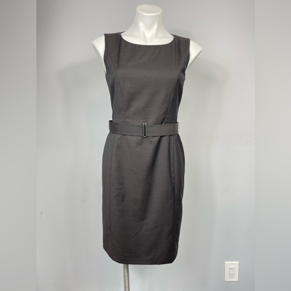 HUGO BOSS DOBINA Virgin Wool Shift Dress Belt Career Work Office Business 36 XS - Picture 9 of 16
